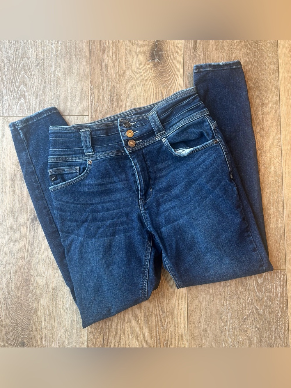 KanCan Dark Blue Skinny High Rise Stretch Jeans with Triple-Button Waist 9/28